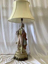 Large Figural Bisque Colonial Nobleman Lamp