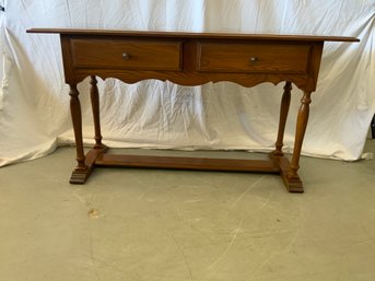 Oak Hitchcock Stenciled Hall Table With Two Drawers