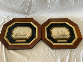 Pair Of 1874 Ship Lithographs By Griffin And Co.