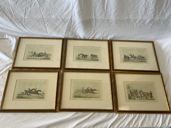 Six Henry Alken Racing Hand Colored Prints C1820