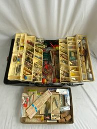 Vintage Tackle Box Large Assortment Of Lures And Tackle