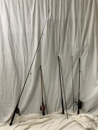 Group Of Vintage Daiwa Spinning Rods, A Black Widow With Reel & Garcia Appexx Ultra Cast With Reel