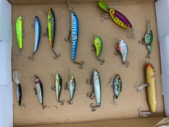 Collection Of Surf Lures & Poppers, Top Water Minnows Salt Water Fishing Lures