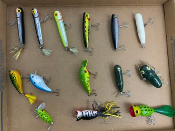 Collection Of Top Water Poppers Hula Poppers, Jitterbug, Pencil Poppers, Surf Lures, & More