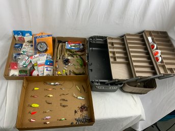 Assortment Of Fishing Tackle, Lures, Spoons, Hooks, Sinkers, Leaders & More