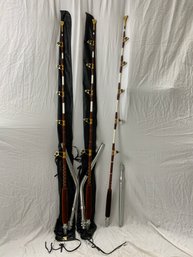 Set Of 3 Rods By Georges Key Largo FL Custom Made Trolling Rods 54 In. 2pc Bent Butt & One Straight
