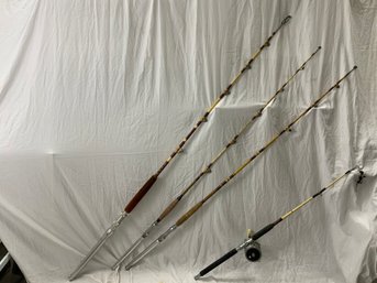 Set Of 3 Deep Sea Custom Made Rods By George & A Kite Rod By Fishermans Paridise With A PENN 6/0 Reel