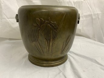 Solid Brass Asian Made Marked Iris & Dockside Cast Design Vase