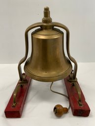 Antique Brass Hand Bell 11 Diameter 16.25 Tall
