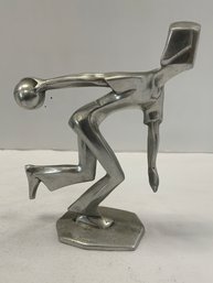 Aluminum Bowling Statue Artist Signed 1975