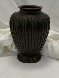 Mid- Century Brass Vase Heavy Cast Piece