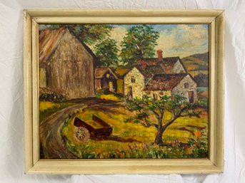 Oil Painting Unknown Artist Farmhouse
