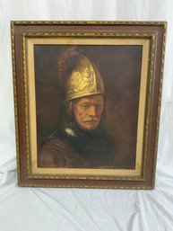 Vintage Oil Painting Of British Army Cavalry Soldier Wearing An Albert Helmet