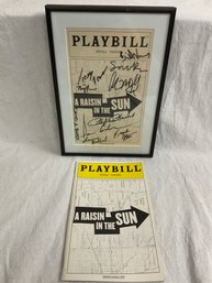 Autographed A Raisin In The Sun Framed Playbill Show Program & An Unsigned Show Program.