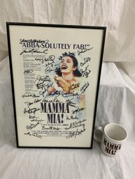 Autographed Mama Mia Playbill Poster Framed & Coffee Mug