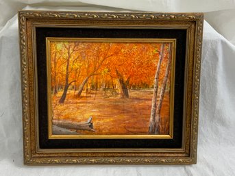 Signed Framed Oil Painting Autumn Scene By Stephen William Lesnick