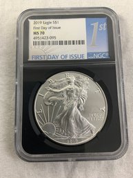2019 First Day Issue Ms 70 Silver Eagle