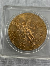 1947 50 Pesos Mexico 37.5 Grams Pure Gold