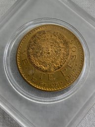 1920 20 Pesos Veinte Pesos Mexico 15 Grams Gold Aztec Calendar