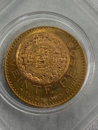 1959 20 Pesos Veinte Pesos Mexico 15 Grams Gold Aztec Calendar