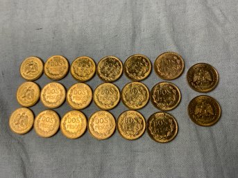 20-1945 And 1946 2 Pesos Dos Pesos Mexico Gold Coin