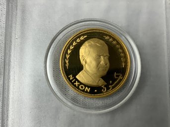 1969 State Of Fujairah 25 Riyal Gold Coin Proof Richard Nixon