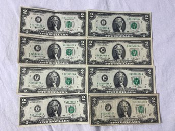 8-$2 Bills 1976 Series