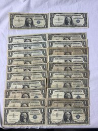 22-$1 Silver Certificates 1957 Series Blue Seal With 2 Star Notes