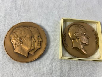 2 Richard Nixon Bronze Plaques