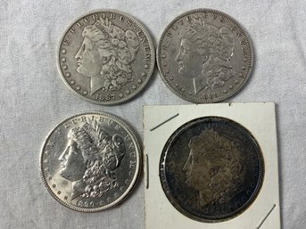 4- Morgan Silver Dollars Assorted Years And Mint Marks