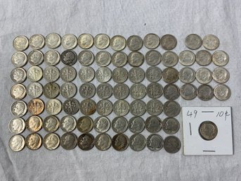 $8.20 Face Value Roosevelt 90 Percent Silver Dimes Pre-1964