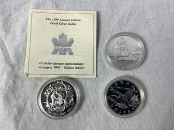 3 Limited Edition Canada Silver $1 1997 And 1999