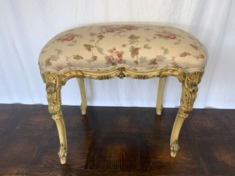 French Painted And Carved Vanity Stool