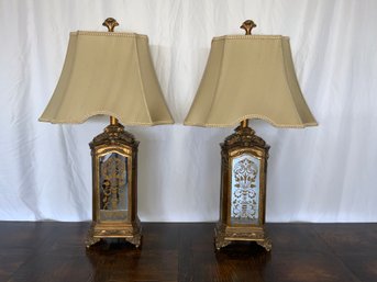 Pair Of Decorative Mirrored Lamp With Good Details