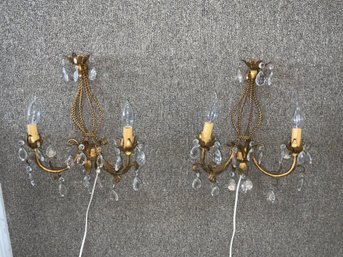 Pair Of French Style Gold Sconces