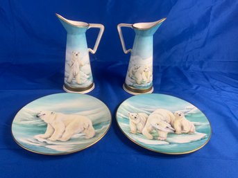 4 Pieces Of Art Naturelle Porcelain Hand Painted By Freda Griffith