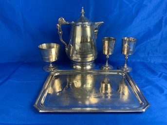 5 Pc Lot Of Rogers Smith &co Victorian Silver-plate With Polar Bears Northern Expedition