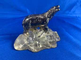 1891 London Sterling Polar Bear Mounted On Glass