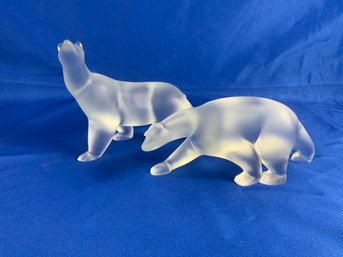 Pair Of Lladro Daisa Frosted Crystal French Polar Bears