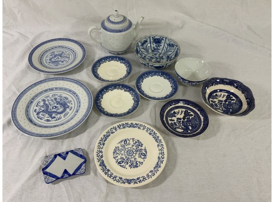 An Assortment Of Blue And White Chine Including Johnson Bros England, Wedgewood, Etc.