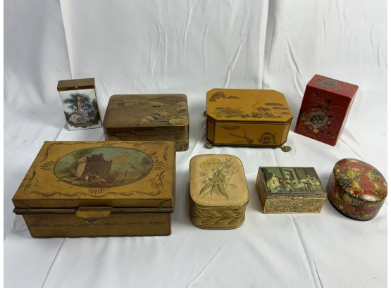 8 Covered Boxes And Containers Including Oriental And French