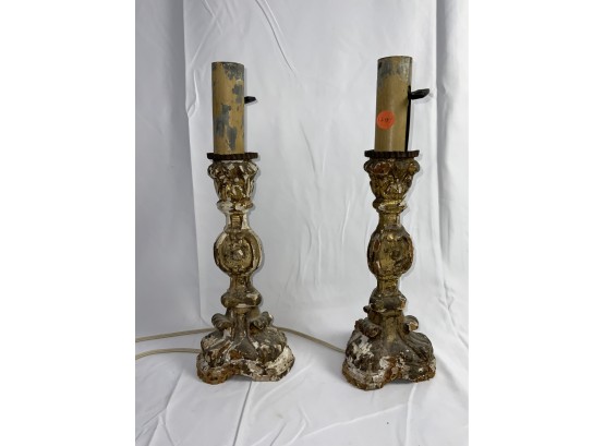 Pair Of French Style Candlestick Lamps