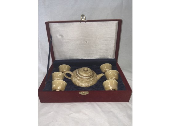 7 Piece Oriental Tea Set In Fitted Box