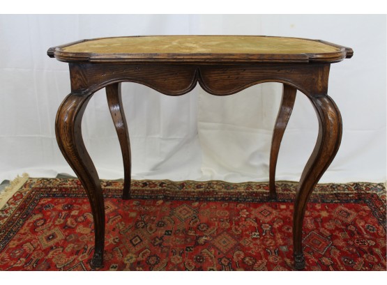 Louis XV Style Oak Game Table With Felt Top