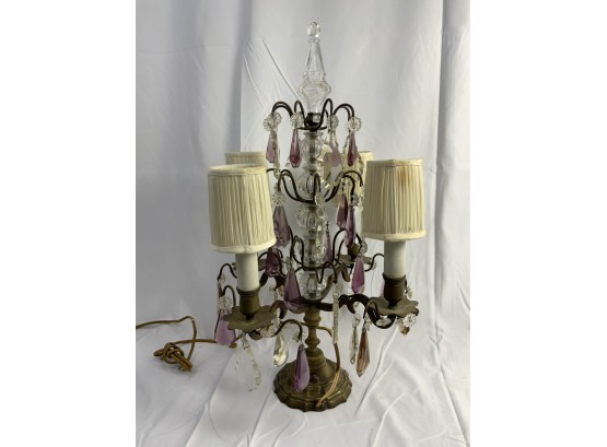 Table Top Chandelier With Four Arms And Drop Prisms