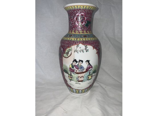 Scenic Oriental 12 Inch Vase
