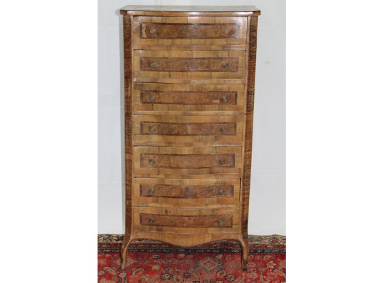Louis XV Style Burled 7 Drawer Inlaid Stand