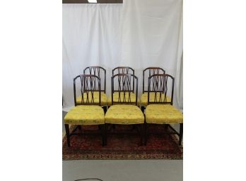 Set Of 6 Custom Mahogany Inlaid Side Chairs