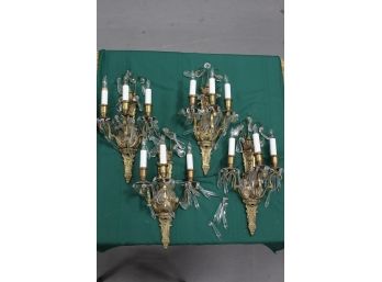 Set Of 4 Bronze Scones With 3 Arms