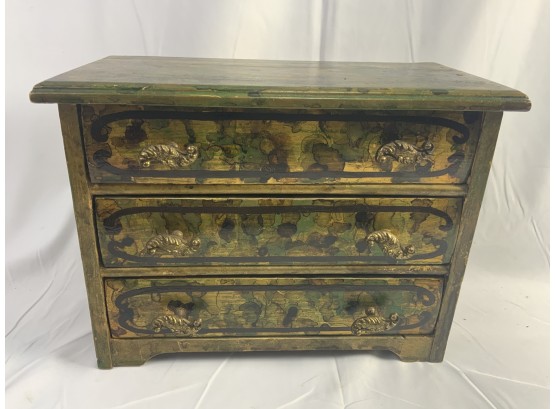 Faux Tortoise Over Gold Leaf Miniature Chest